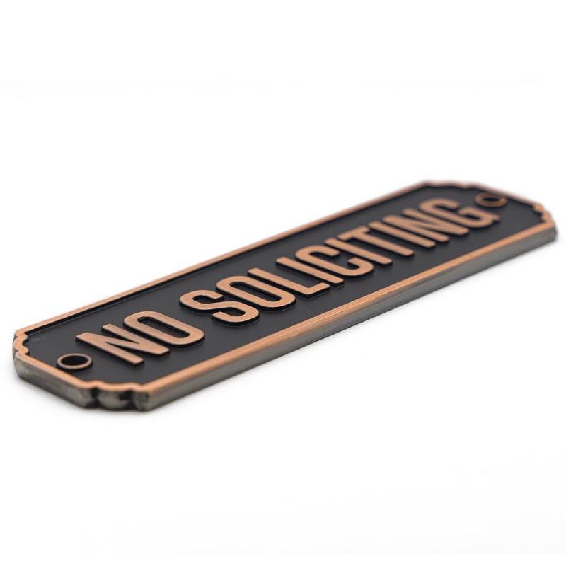 Maoerzai No Soliciting Brass Door Sign  Brass No Soliciting Thank You Sign  Solid Brass Wall Plaque Home Decor Accessories Door Or Wall. (Black - No Soliciting Sign-BR) - Image 2